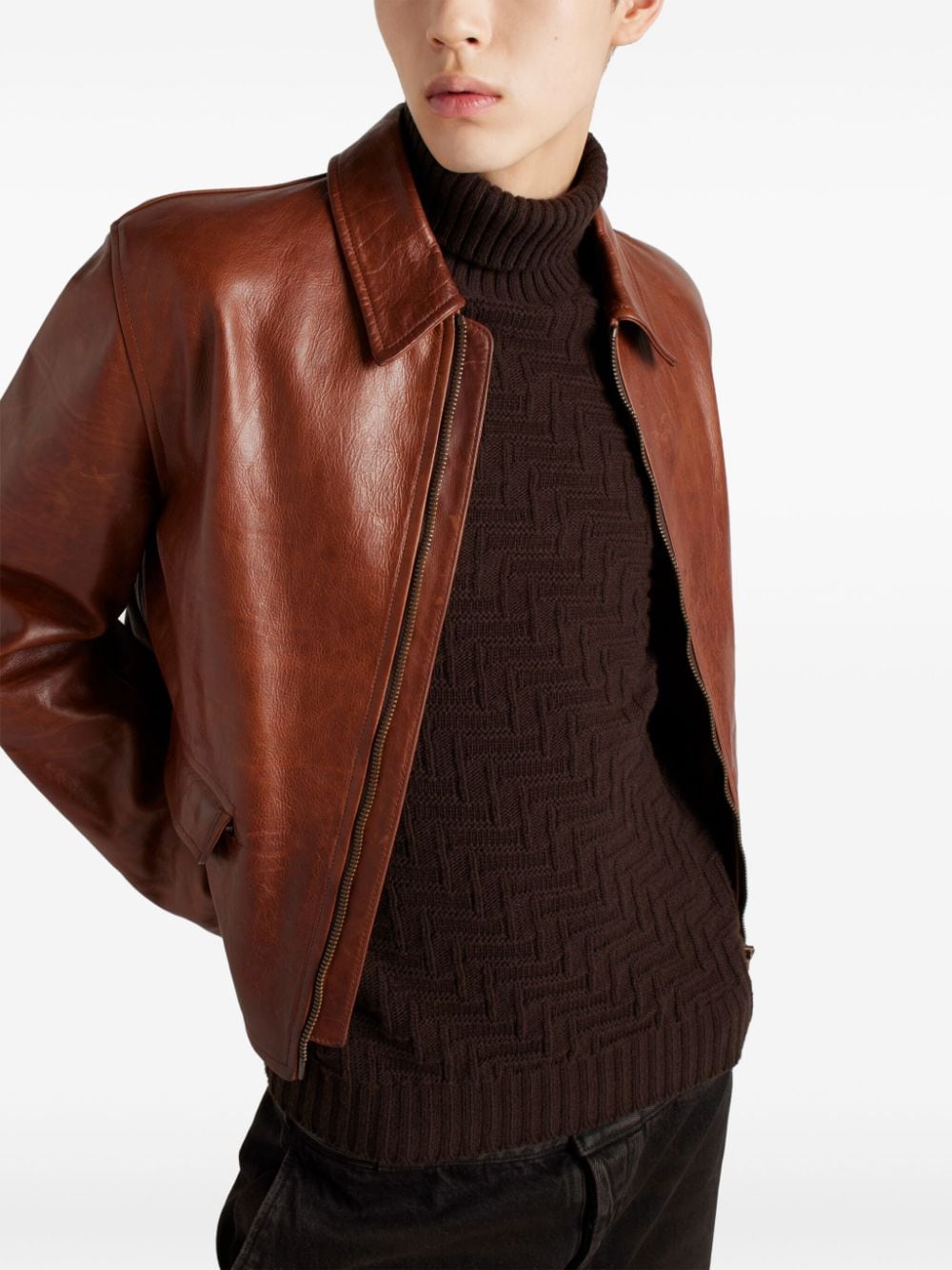 Shop Prada Wool And Cashmere Turtleneck Sweater In Brown