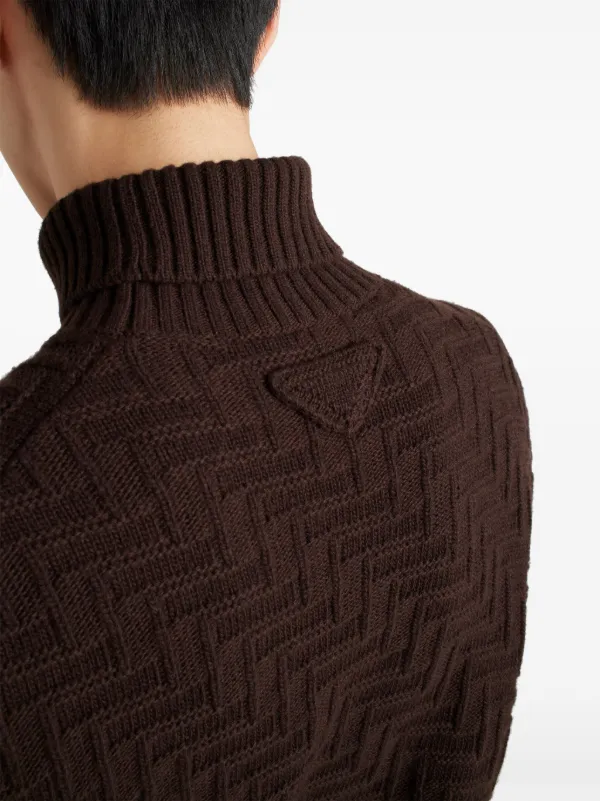 Prada Wool And Cashmere Turtleneck Sweater | Brown | FARFETCH EG 