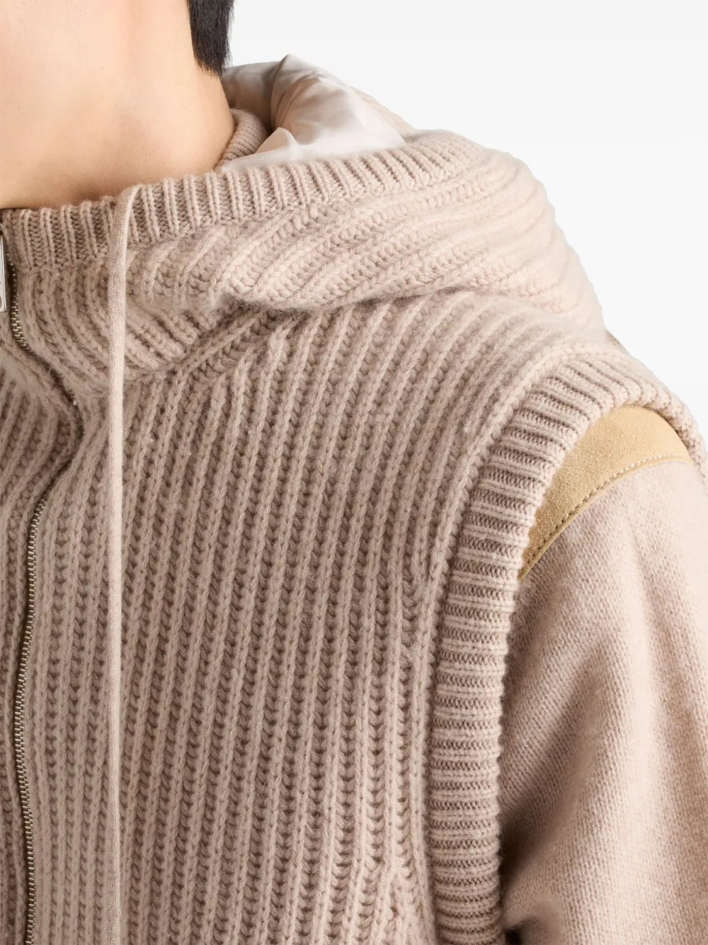 Prada Kasjmier spencer met capuchon Beige