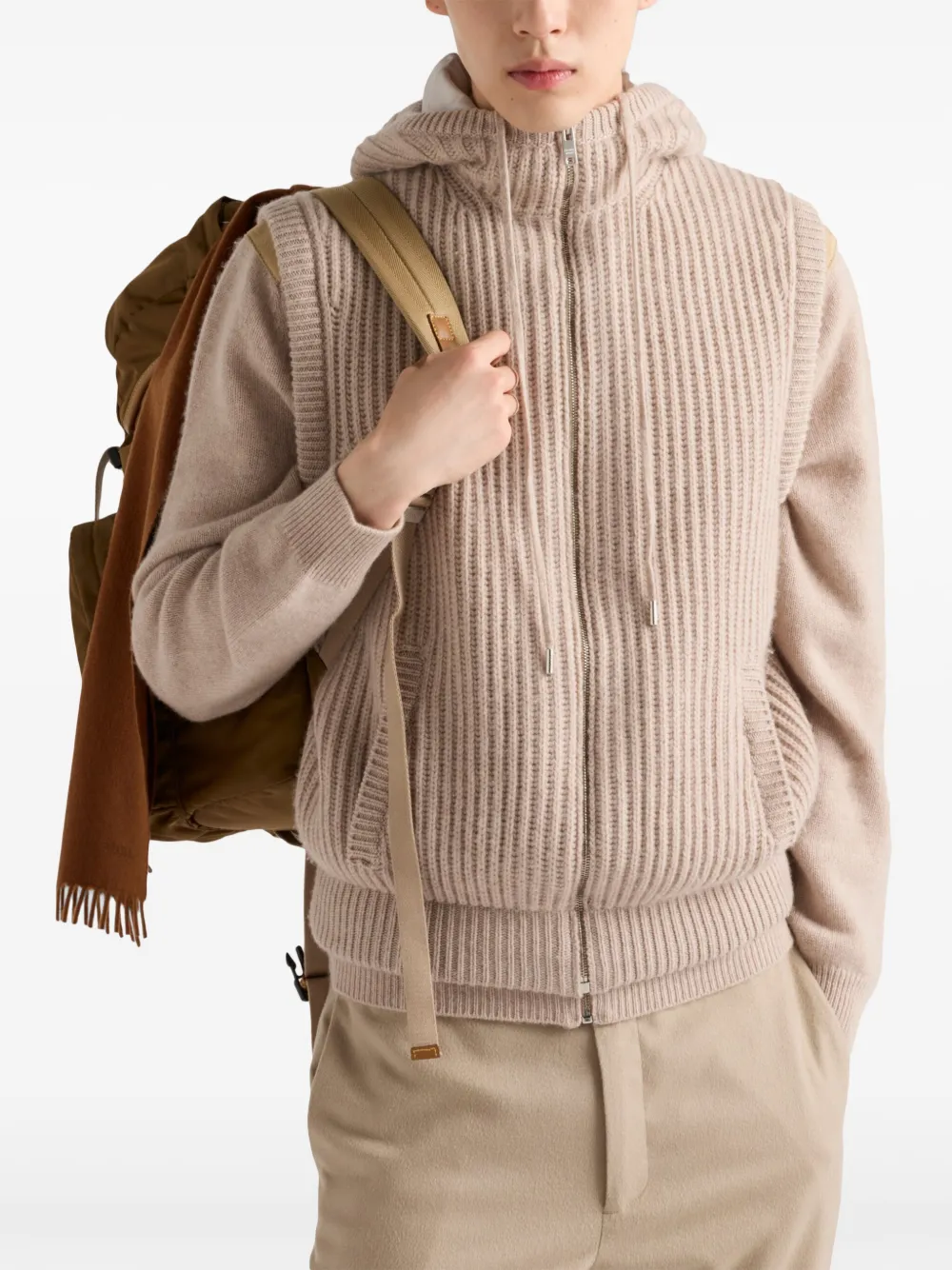 Prada Kasjmier spencer met capuchon Beige