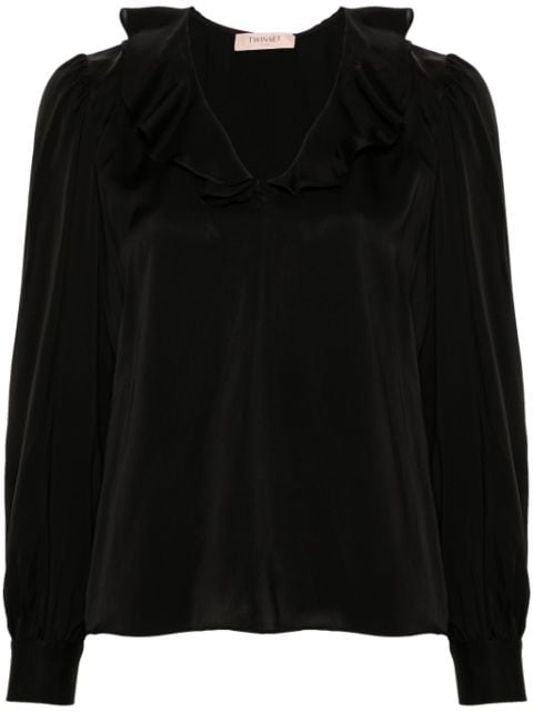 ruffle satin blouse