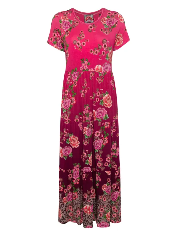 Johnny Was Floral-print Cap-sleeve Dress - Pink