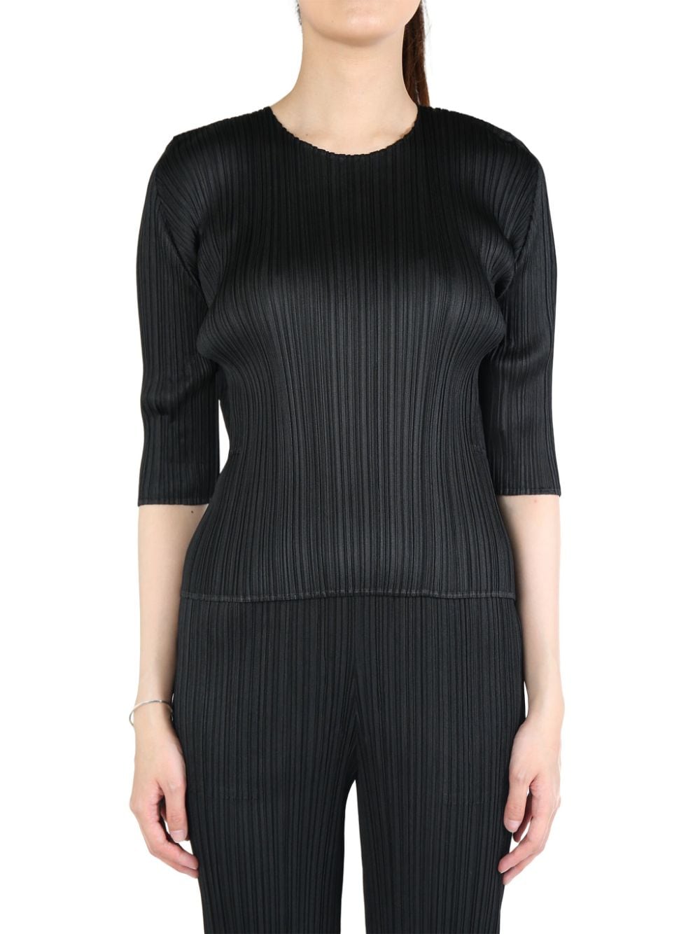 Shop Issey Miyake Pleated T-shirt In Black