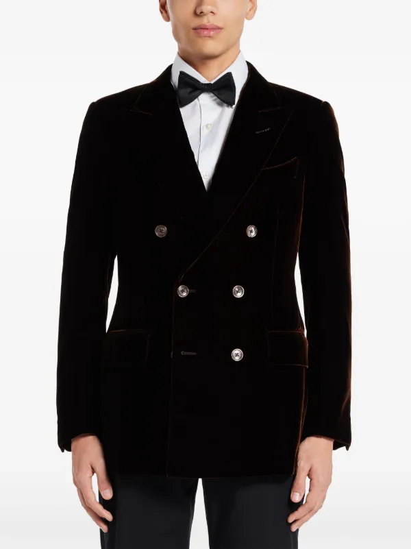 ジャケット TOM FORD Double-breasted blazer TOM FORD Double-breasted silk-trimmed wool, mohair and silk