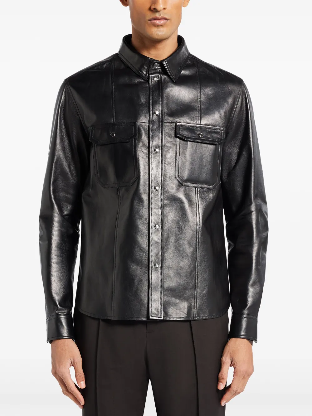 TOM FORD Nappa cowboy overhemd Zwart