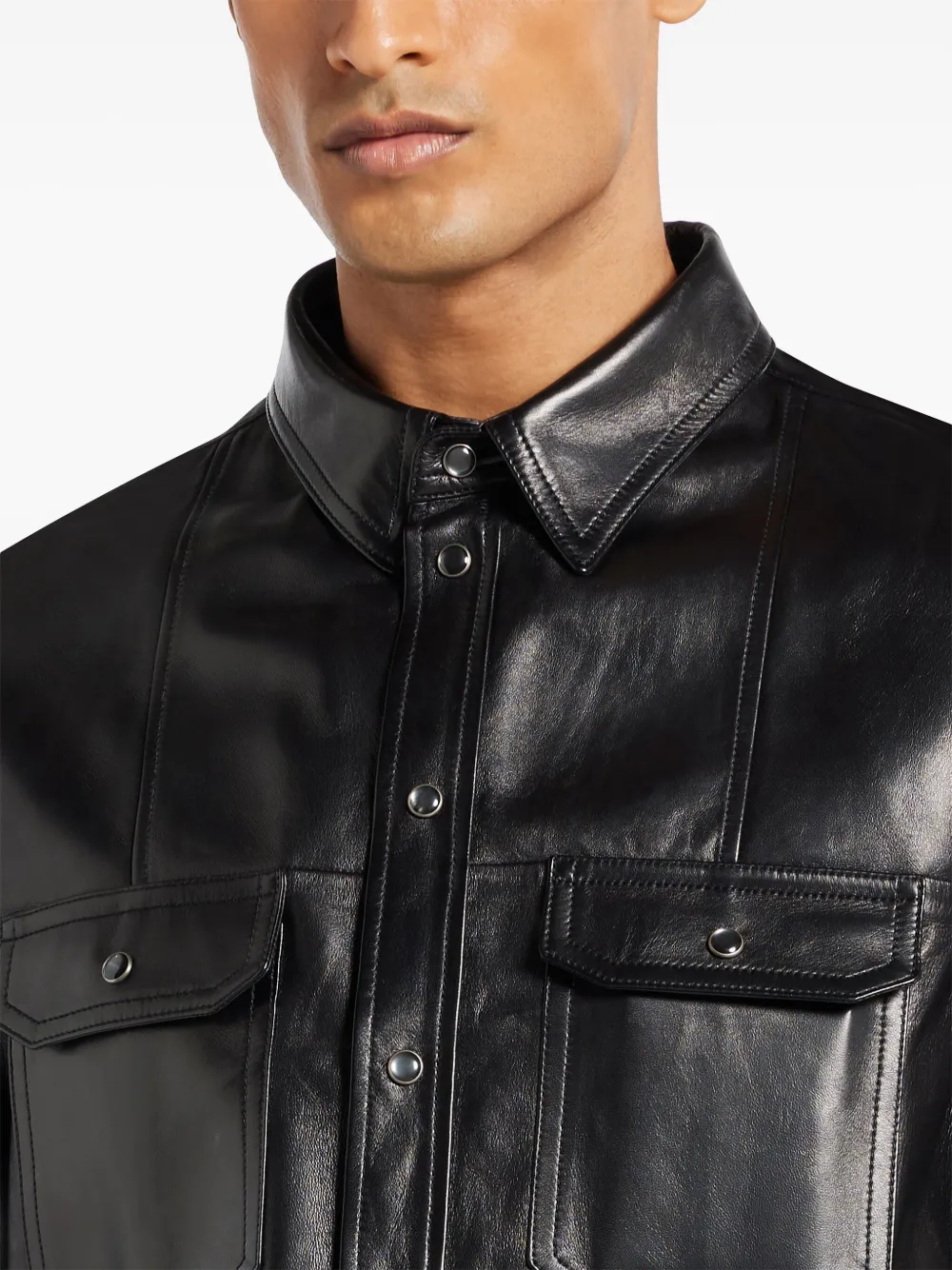 TOM FORD Nappa cowboy overhemd Zwart