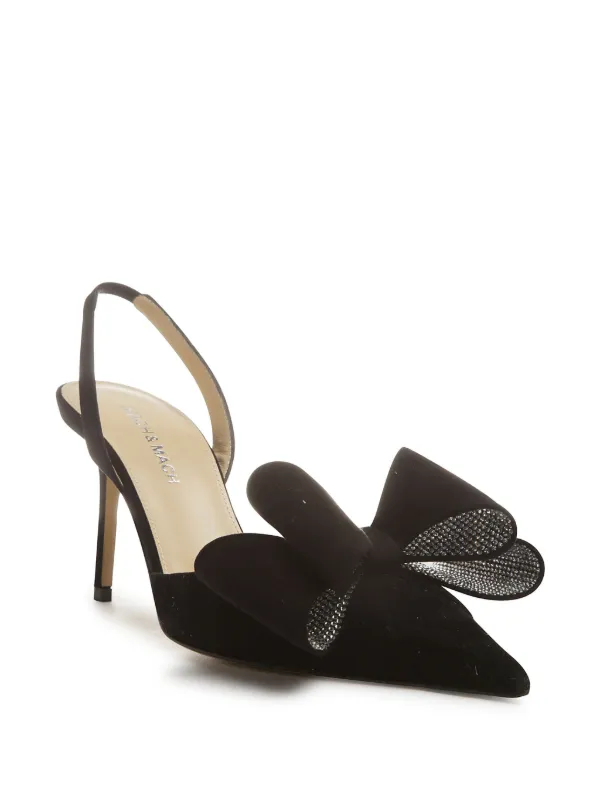 サンダル・ミュール MACH & MACH LE CADEAU KITTEN HEEL SLINGBACK Le Cadeau - Women's Black Leather Slingbacks with Bow – MACH