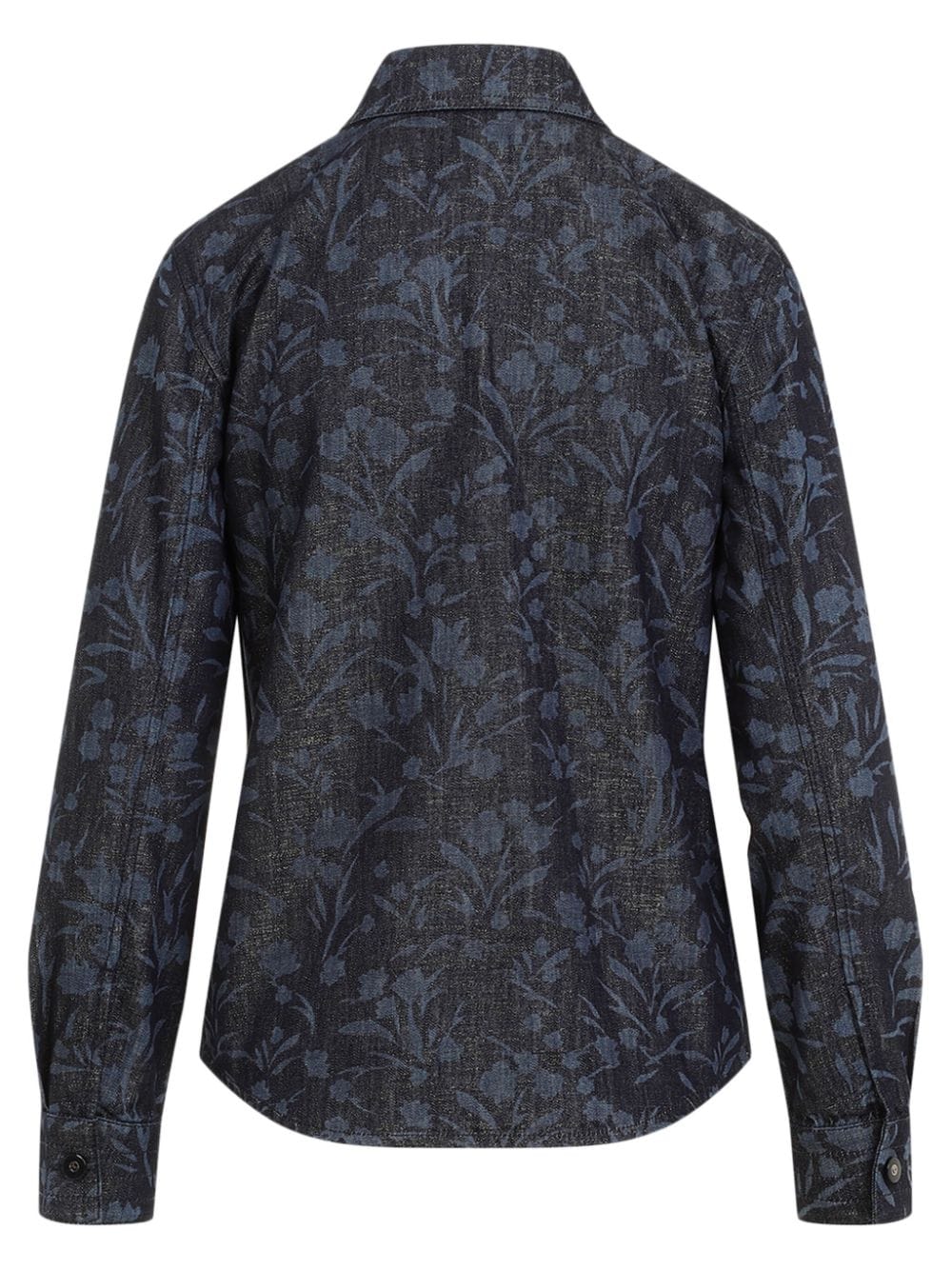 Giorgio Armani floral-print denim shirt - Zwart