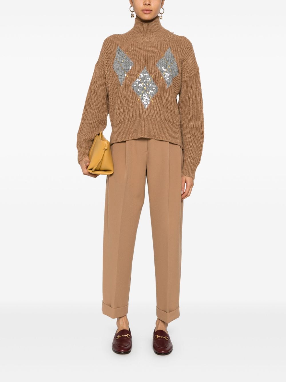 Shop Ermanno Firenze Logo-embroidered Trousers In Braun