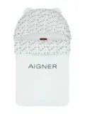 Aigner Kids logo-teddy bear print baby nest - Blue