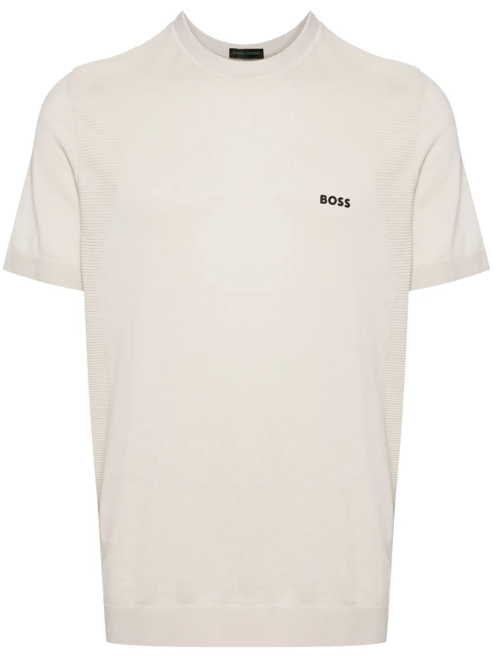 BOSS Gebreid T-shirt met logo-reliëf Beige