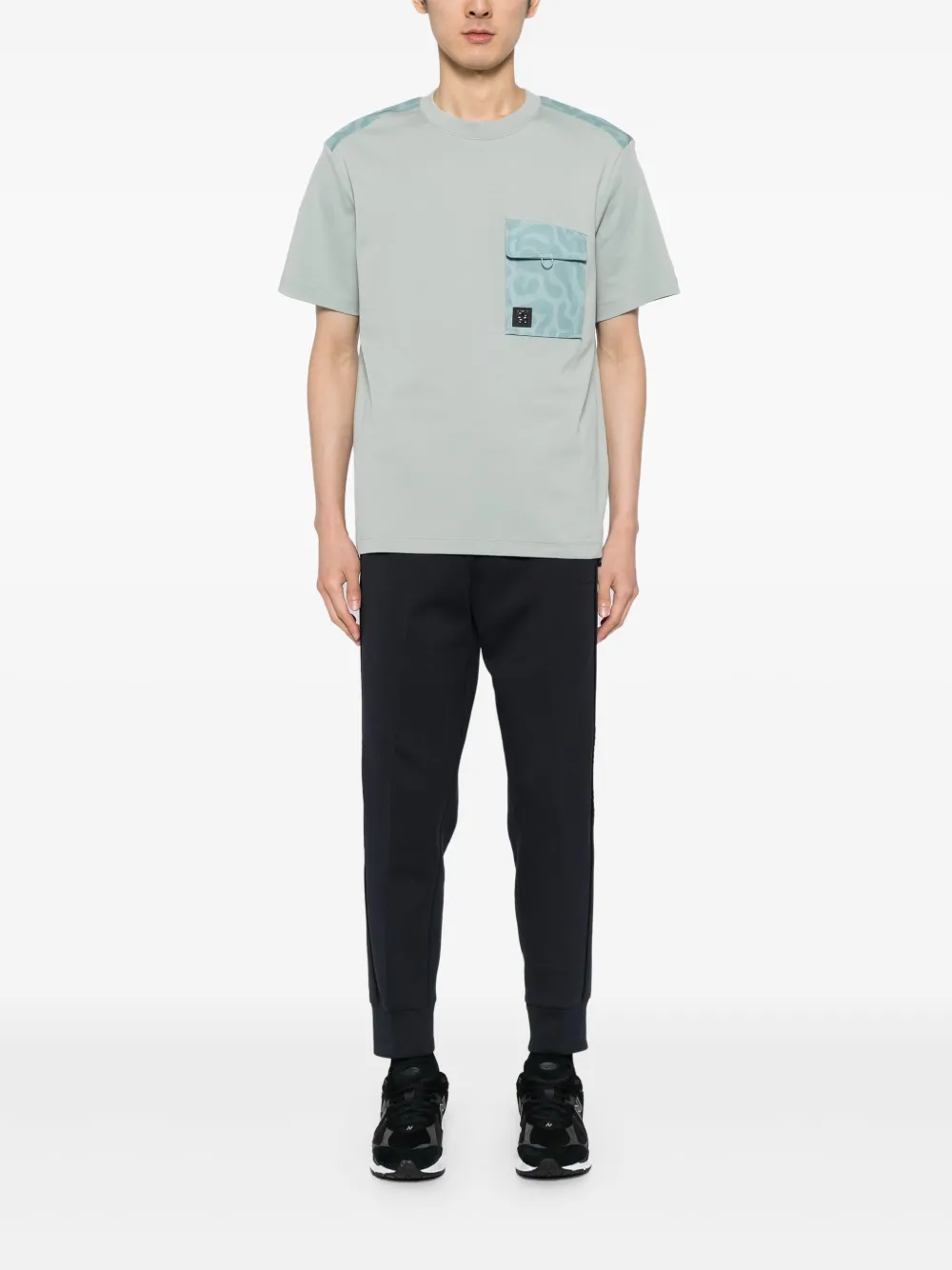 BOSS Trainingsbroek met kunstwerk-reliëf - Blauw