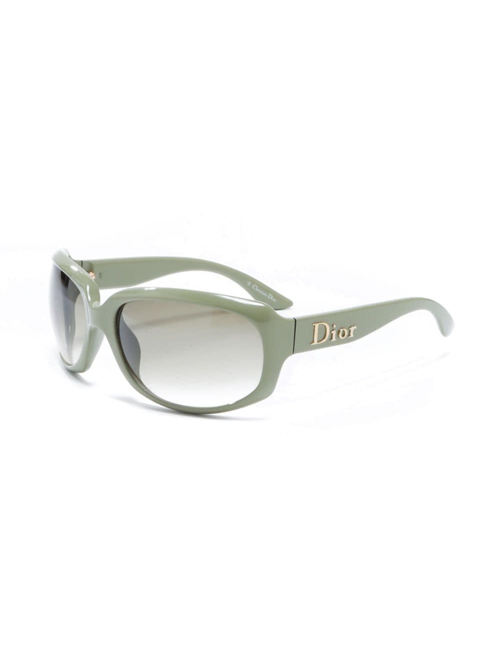 Christian Dior Pre-Owned appliqué rectangle-frame sunglasses - Groen