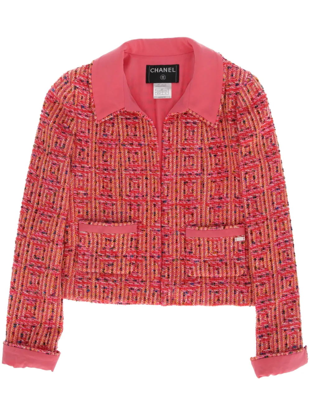 Chanel tweed jacket pink sales
