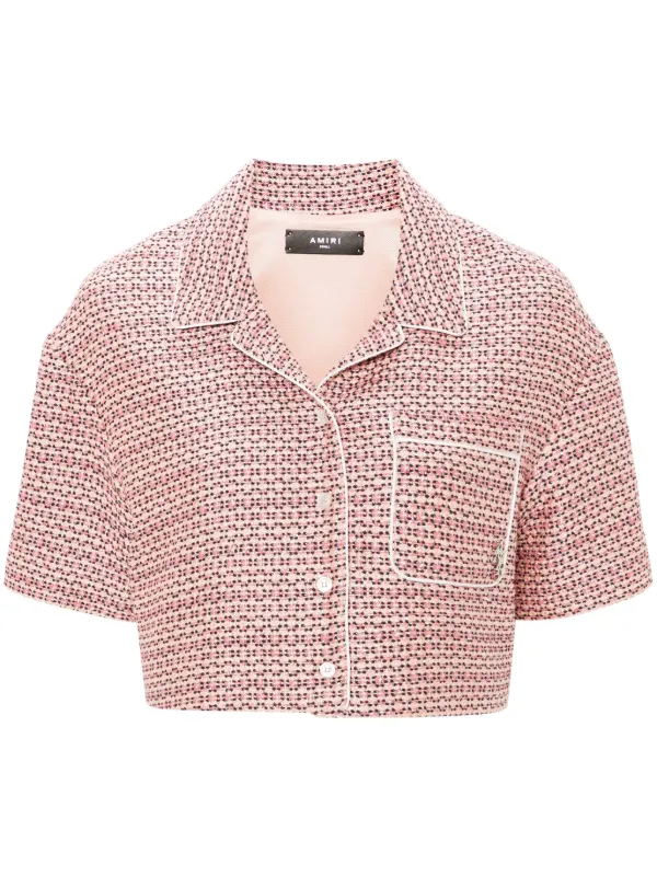 AMIRI Bouclé Cropped Shirt | Pink | FARFETCH