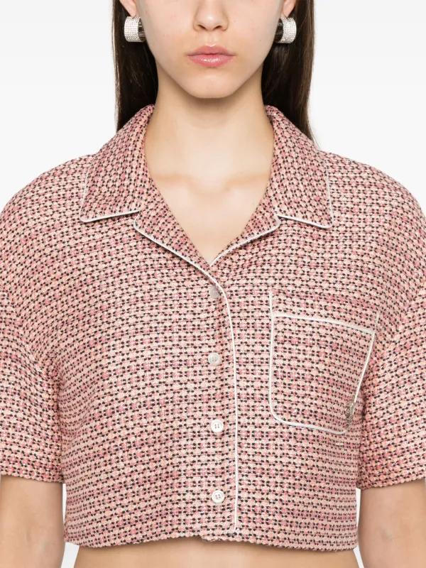 AMIRI Bouclé Cropped Shirt | Pink | FARFETCH