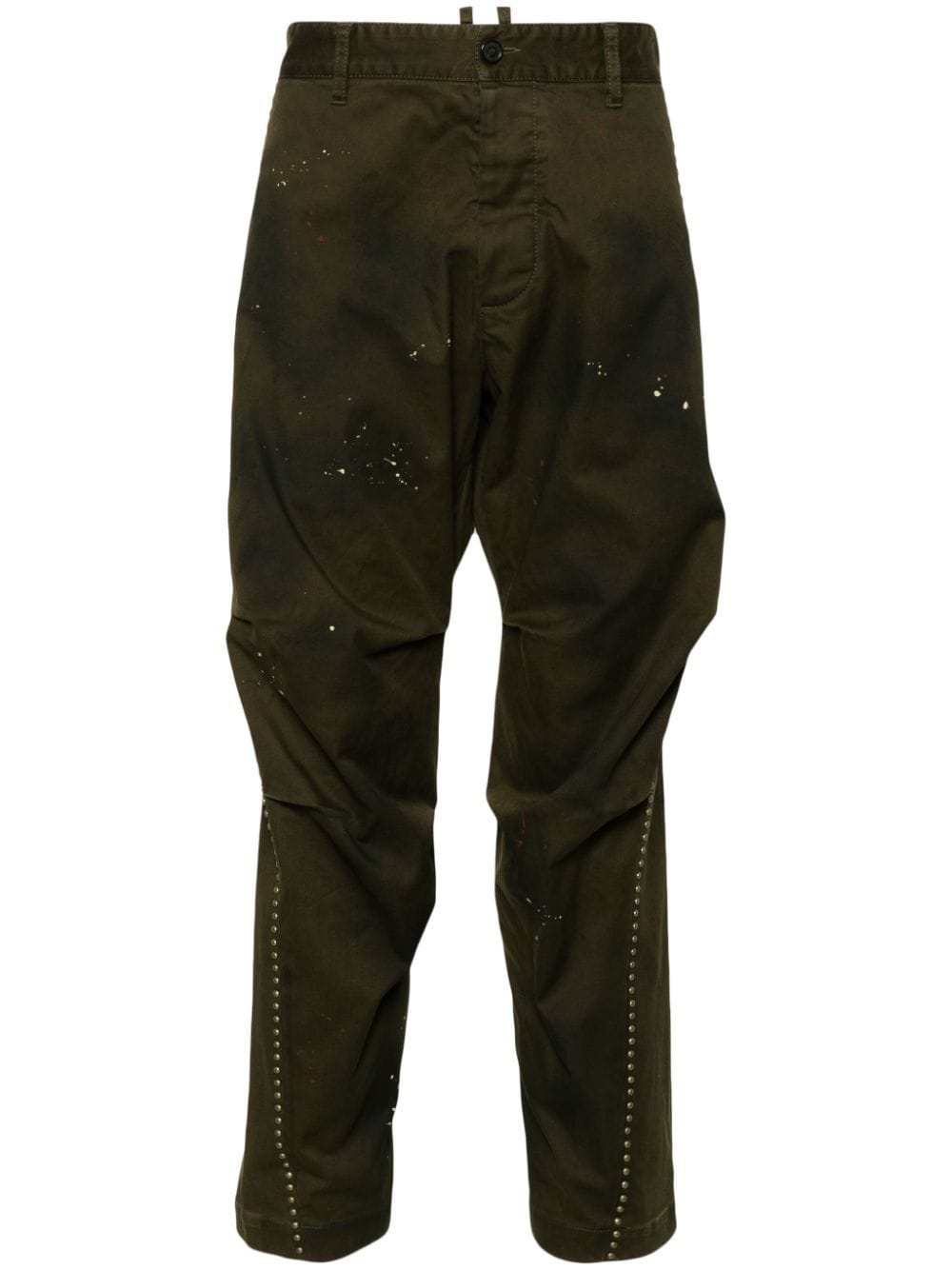 Shop Dsquared2 Stud-embellished Tapered Trousers In 728 Green