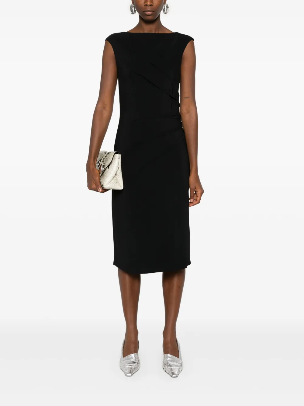 Alberta Ferretti Geplooide midi-jurk - Zwart