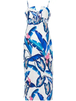 Farm Rio Maxi Dress in Foliage Sketch Sand