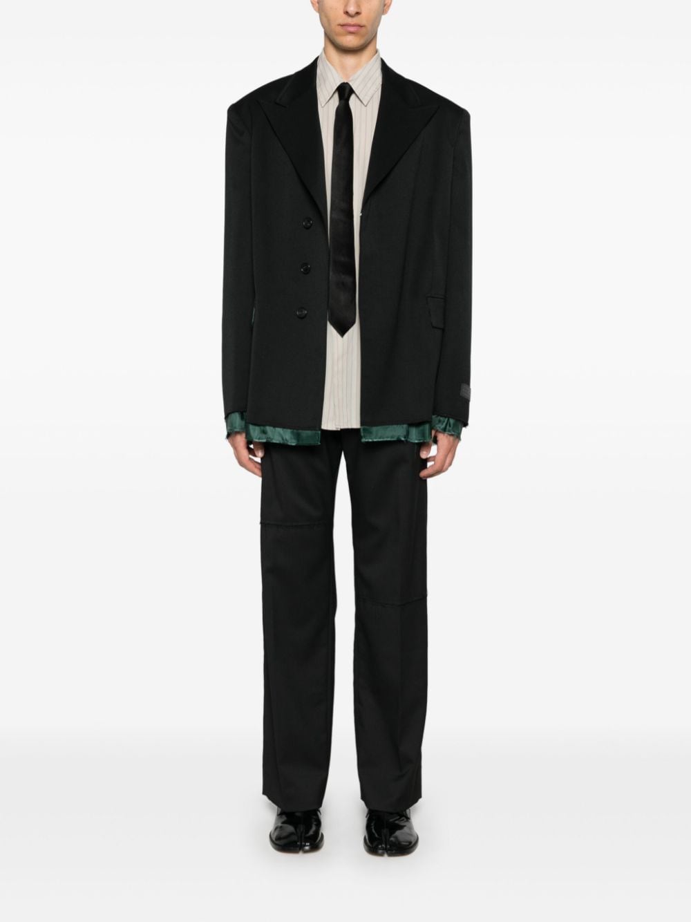 Shop Mm6 Maison Margiela Signature Single-stitch Trousers In Black