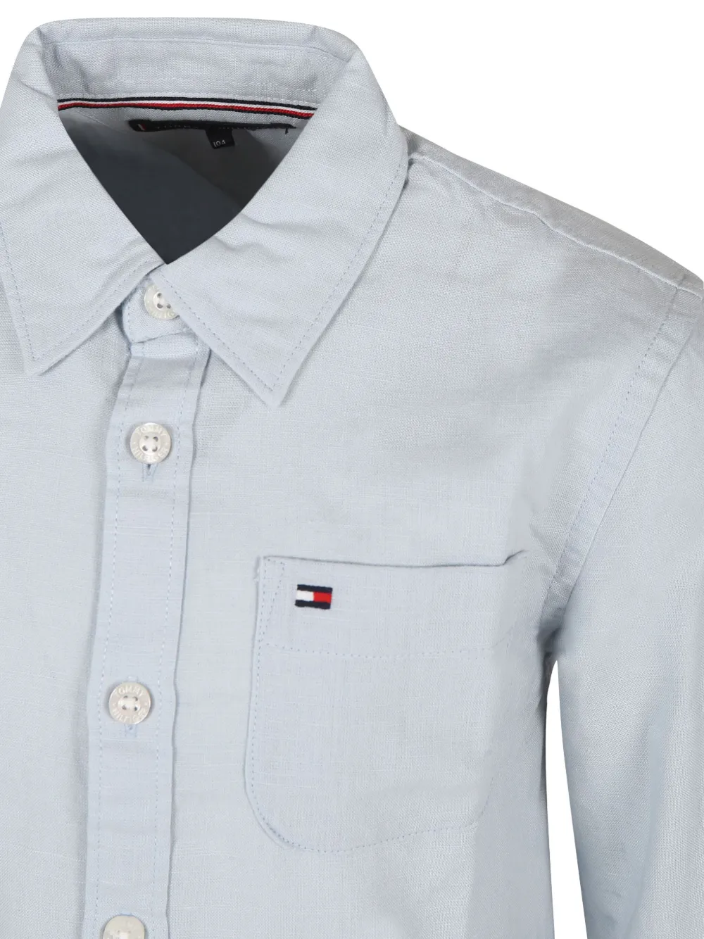 Tommy Hilfiger Junior Flag-embroidered Shirt In Blue