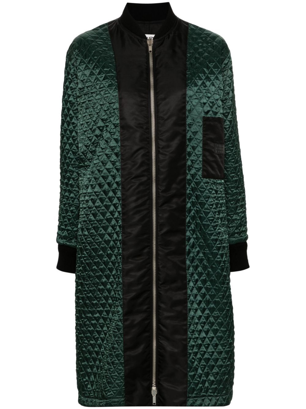 Shop Mm6 Maison Margiela Single Stitch-logo Coat In Green