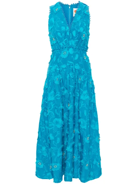 FARM Rio vestido midi con motivo floral en 3D
