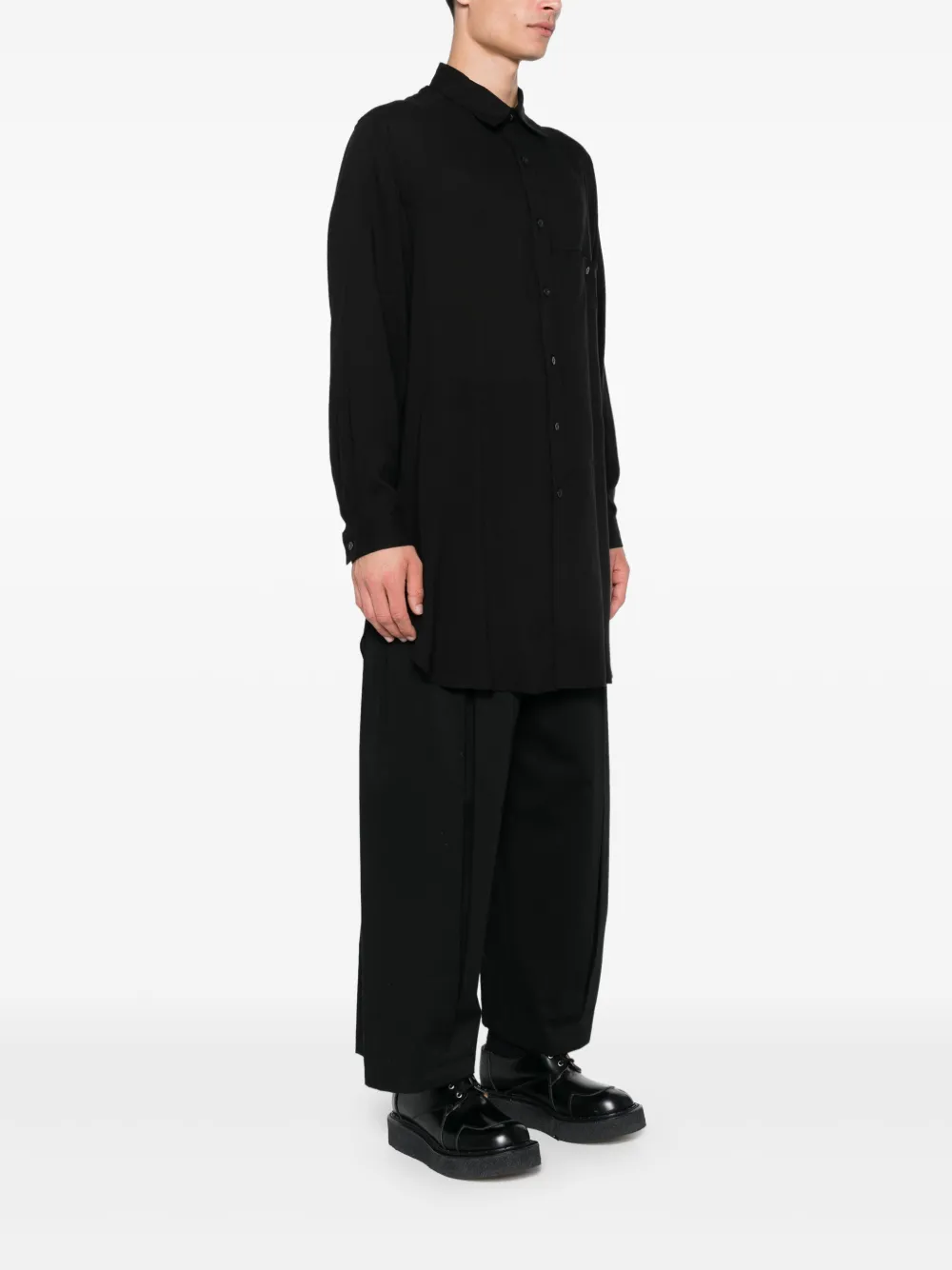 Yohji Yamamoto Overhemd met gespreide kraag Zwart