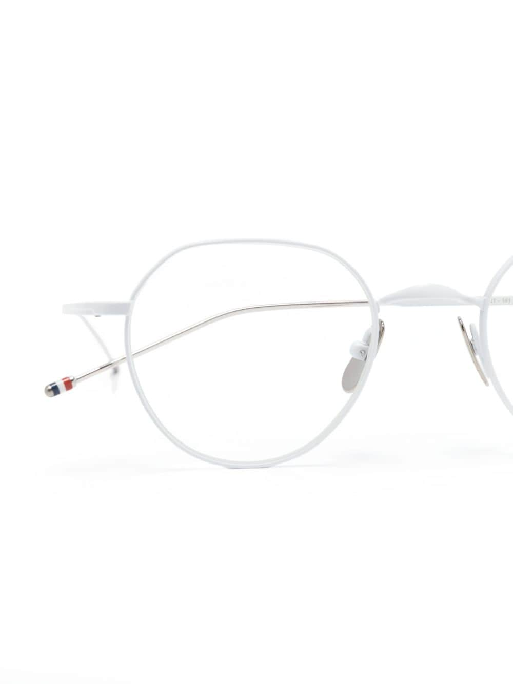 Shop Thom Browne Titanium Round Glasses In 白色