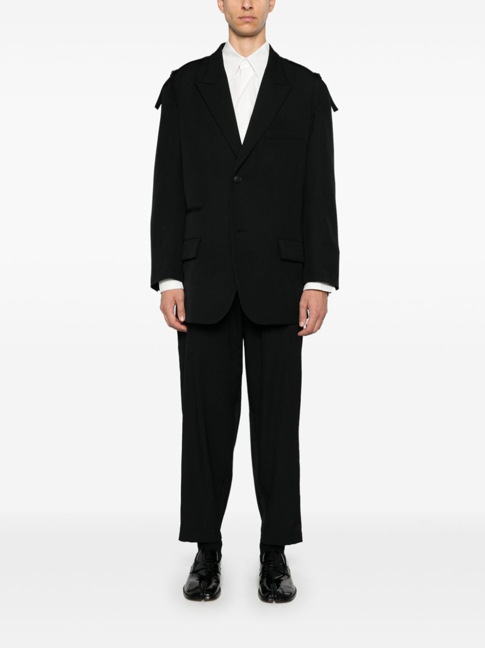 Shop Yohji Yamamoto Wool Trousers In Black