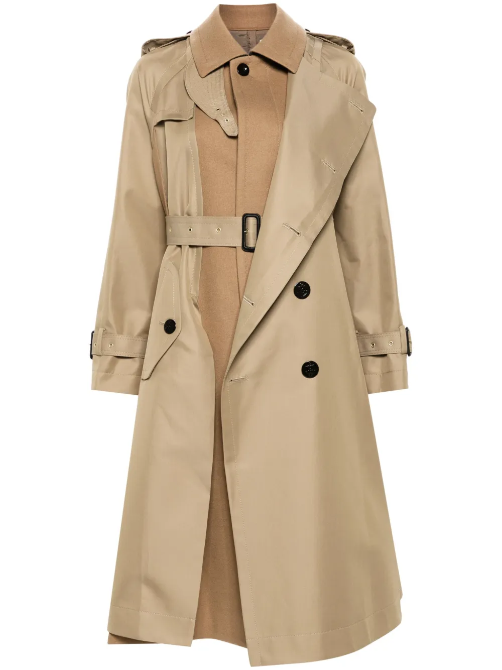 Sacai Trenchcoat met vlakken Beige