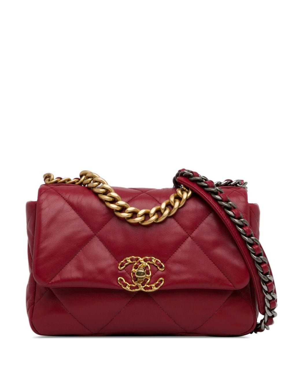 CHANEL Pre-Owned 2019 Medium Lambskin 19 Flap satchel - Rot