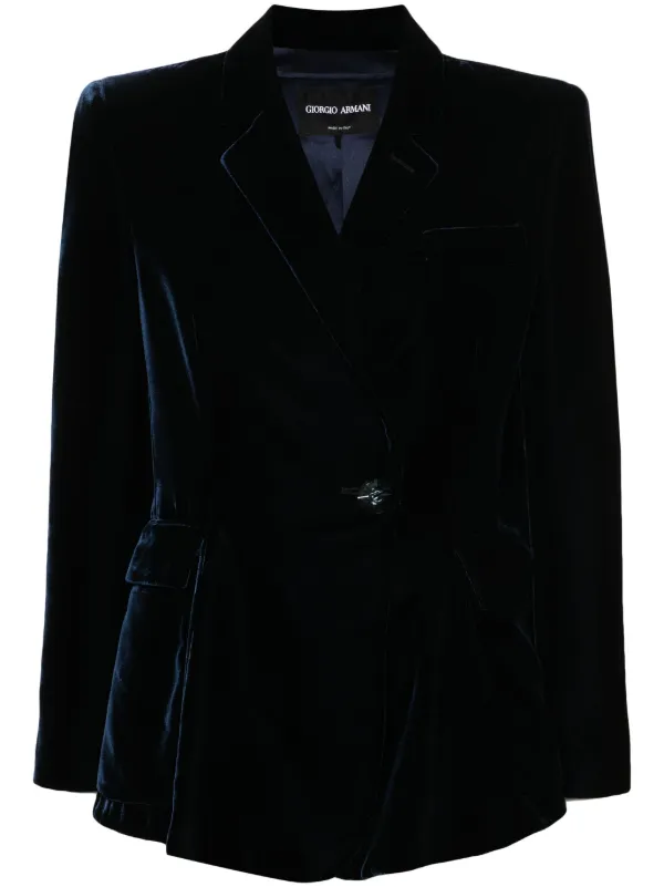 Giorgio Armani Blazer En Velours a Simple Boutonnage Bleu FARFETCH FR