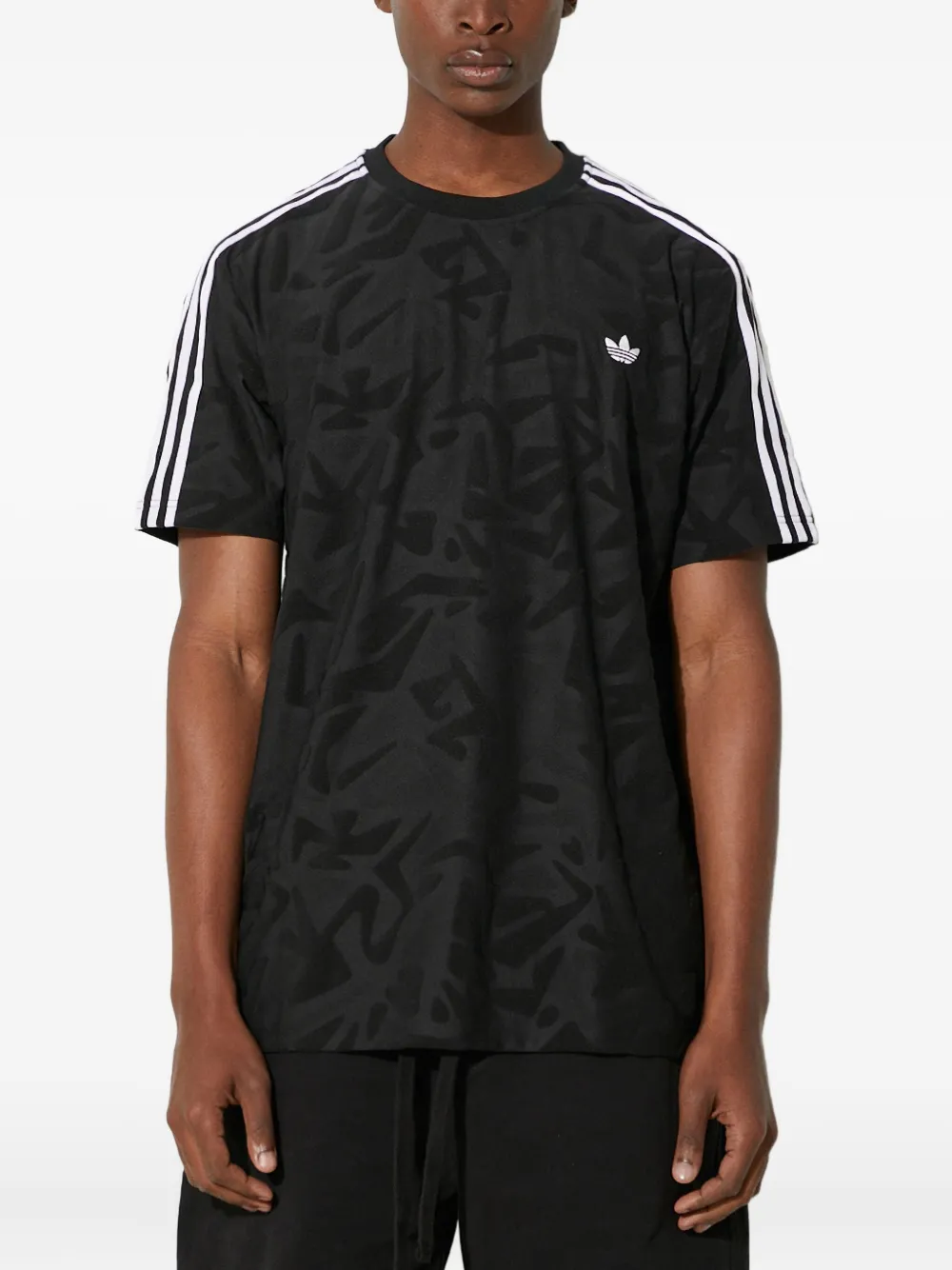 adidas three-stripe abstract-print T-shirt | Black | Image 1