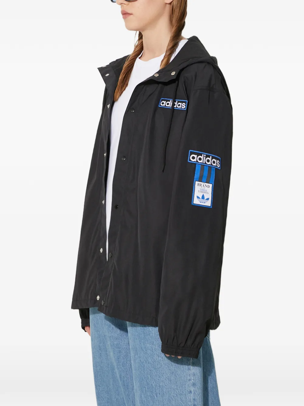  Adidas Hooded Logo-patch Jacket - Black 