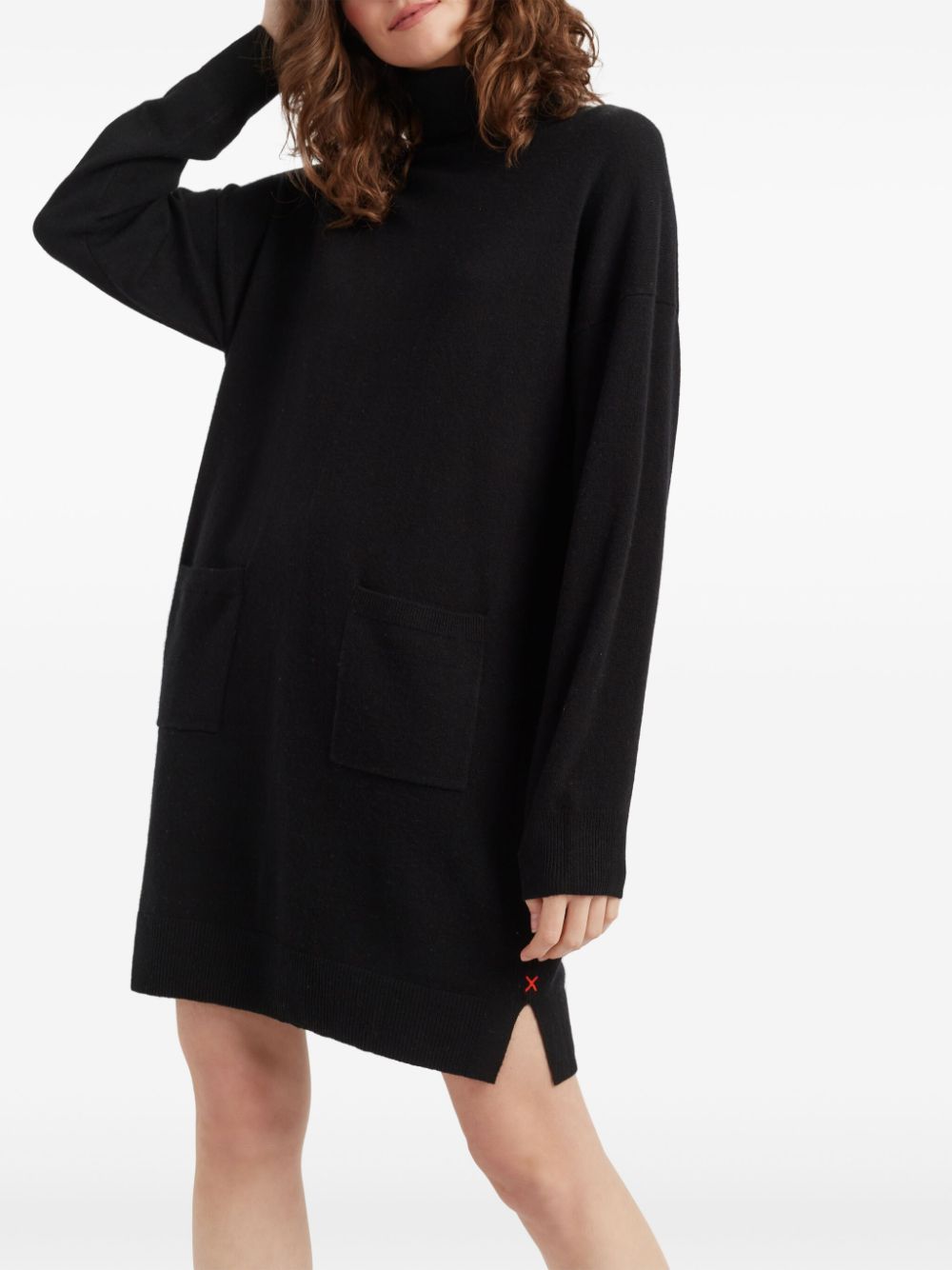 Shop Chinti & Parker Roll-neck Mini Dress In 黑色