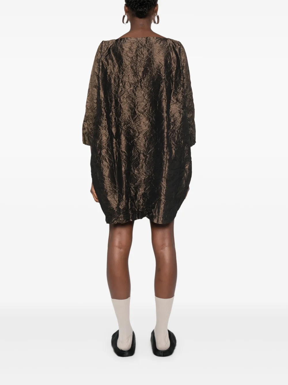 Daniela Gregis Crinkled Mini Dress In Brown