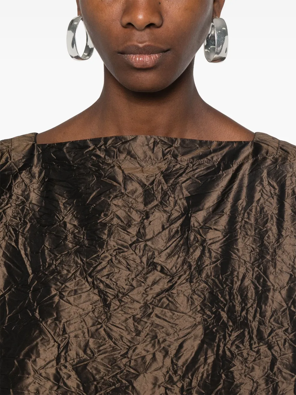 Daniela Gregis Crinkled Mini Dress In Brown