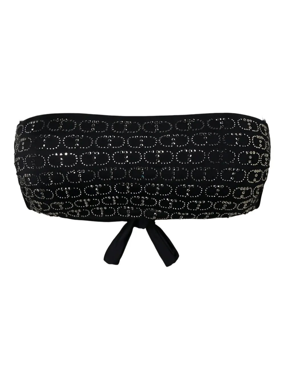 Twinset Rhinestone-embellished Bandeau Bikini Top In Black