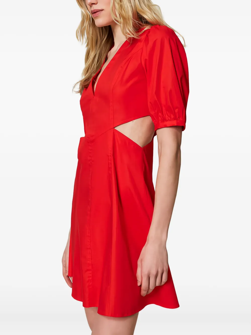 TWINSET Midi-jurk met pofmouwen en uitgesneden detail Rood