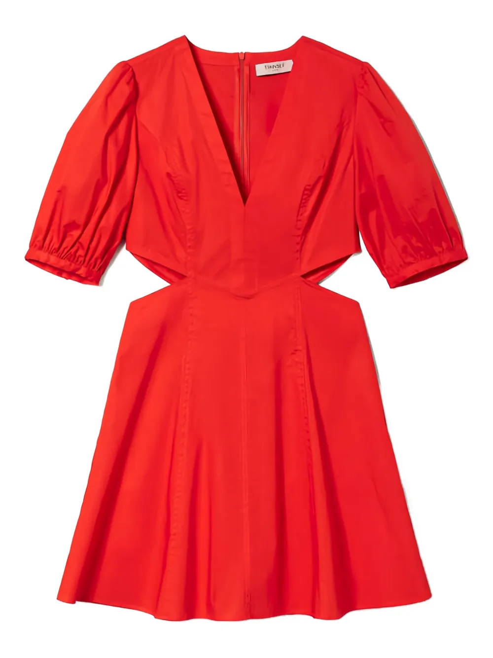 Twinset Cutout Puff-sleeve Mini Dress In Red