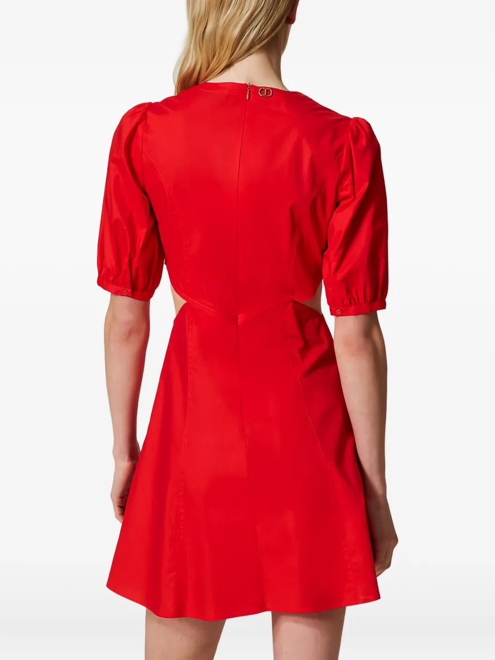 TWINSET Midi-jurk met pofmouwen en uitgesneden detail Rood
