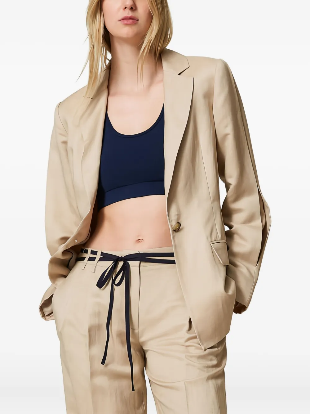 TWINSET pleated-detail blazer | Neutrals | Image 1