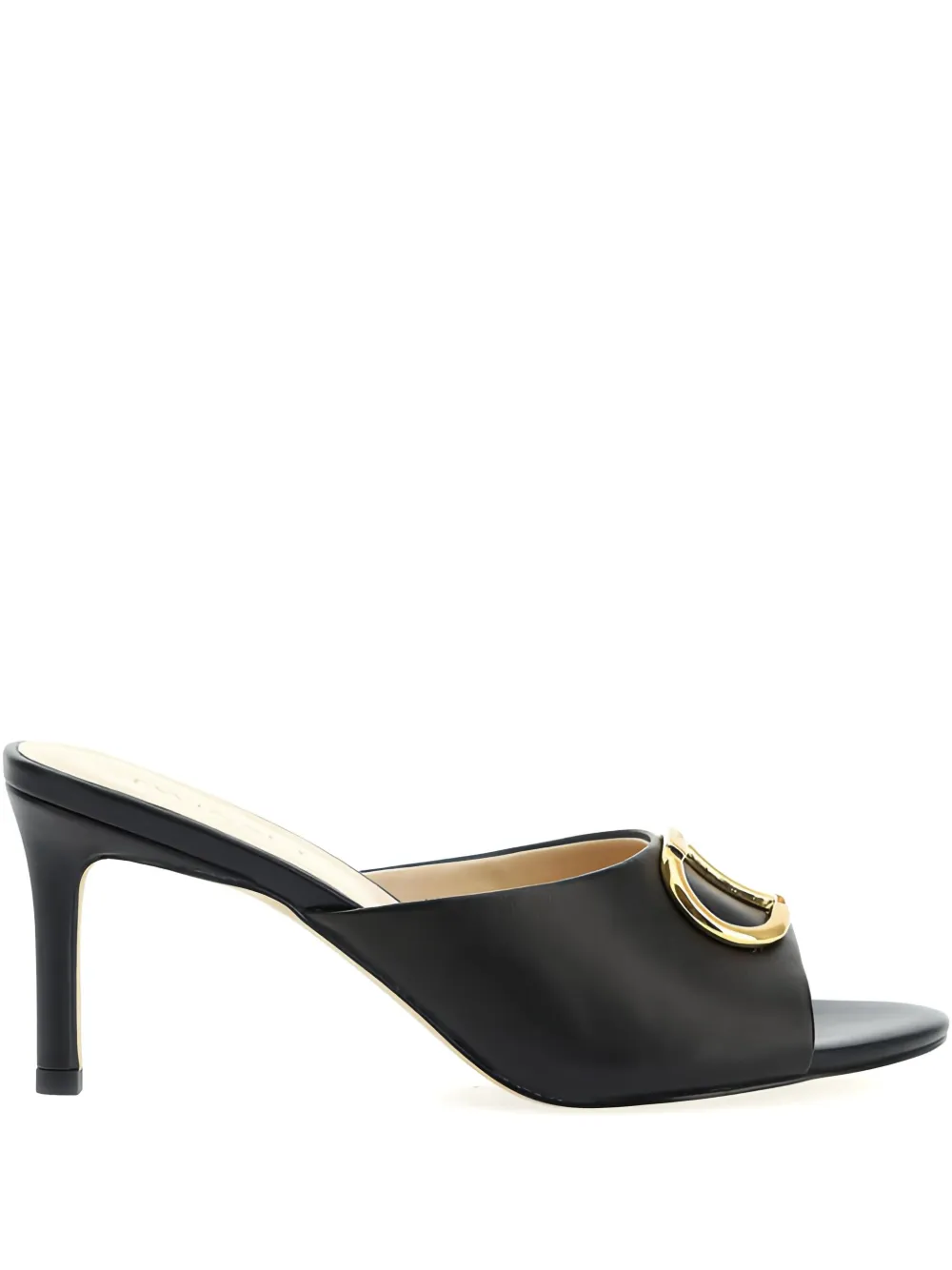 TWINSET 70mm oval-T leather heeled sandals Zwart