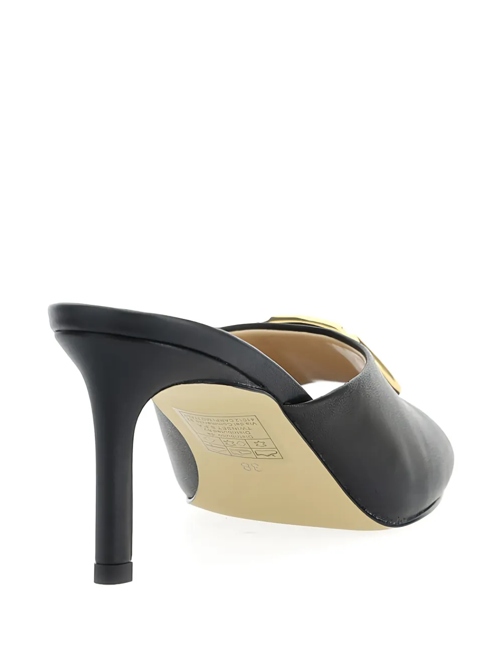TWINSET 70mm oval-T leather heeled sandals Zwart