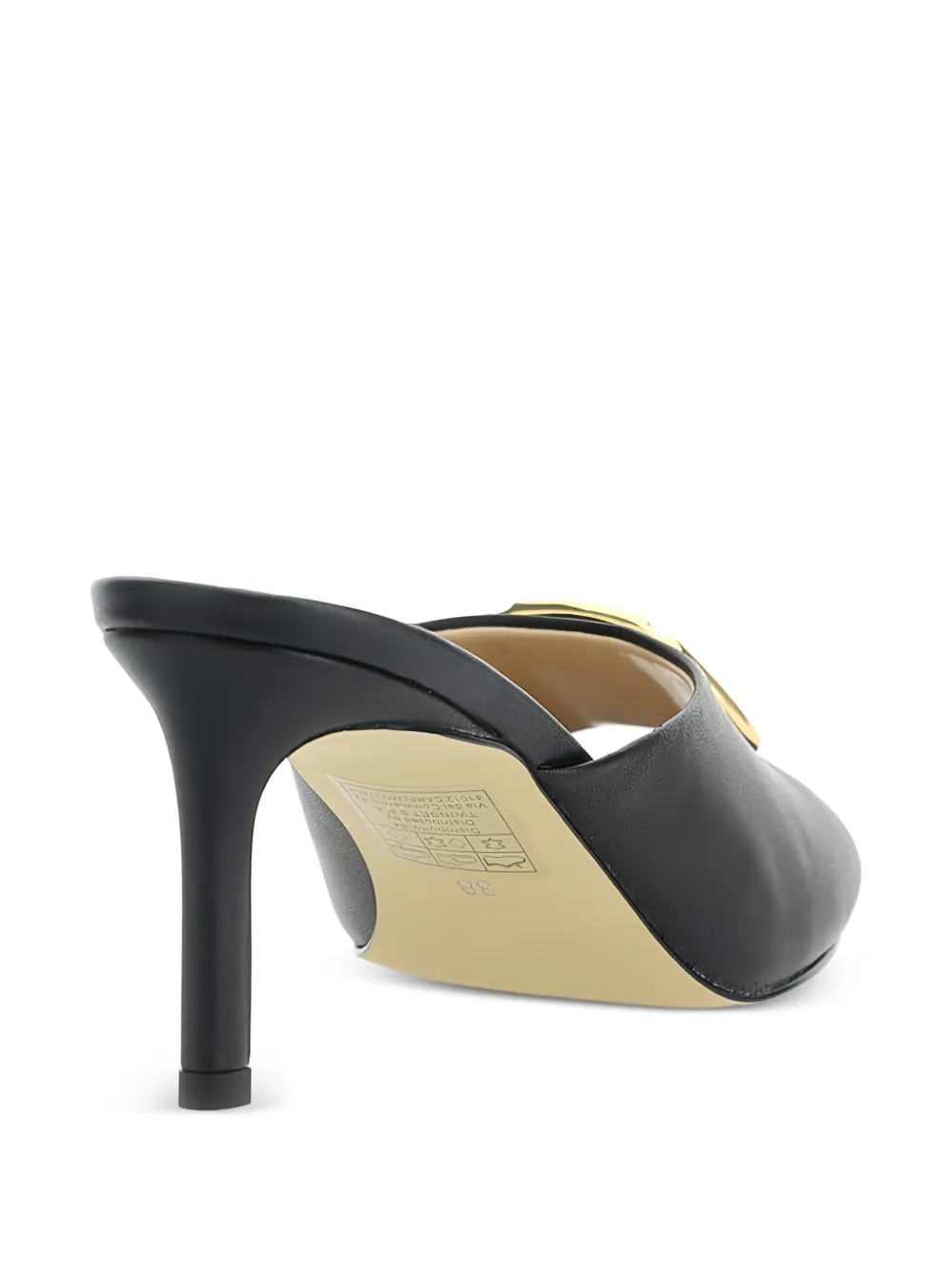 TWINSET 70 mm Oval-T leren sandalen met hak Zwart