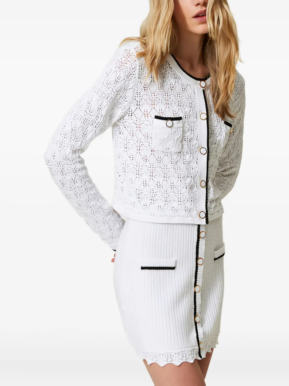 TWINSET Mini-rok verfraaid met knopen - Wit