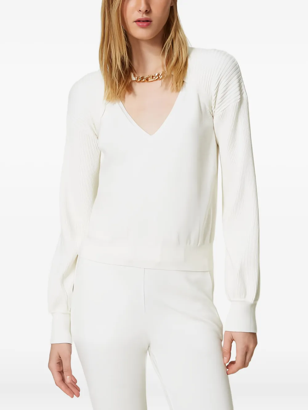 TWINSET chain-embellished ribbed blouse | Blouses | Image 2