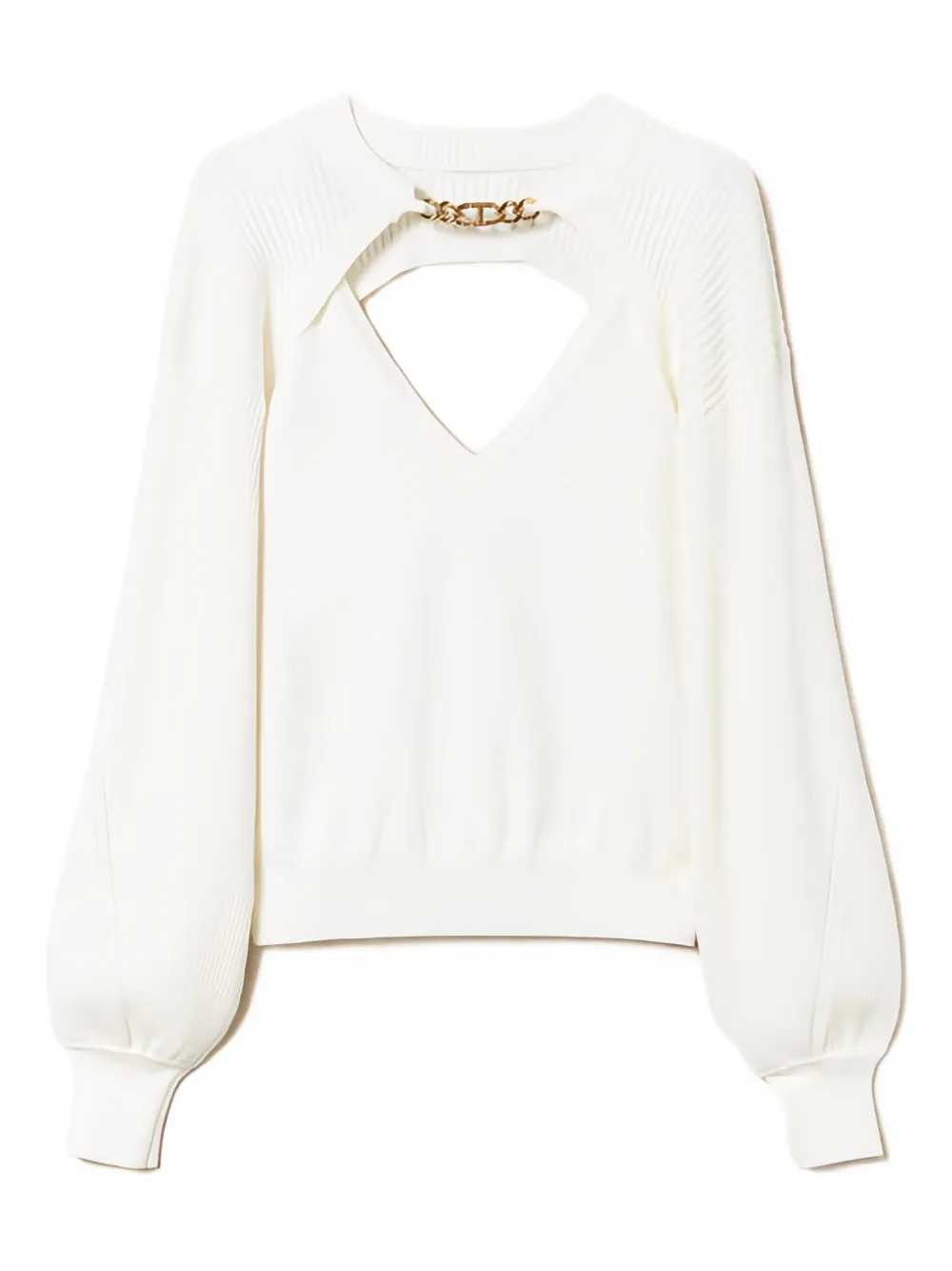 TWINSET chain-embellished ribbed blouse | White | Image 1