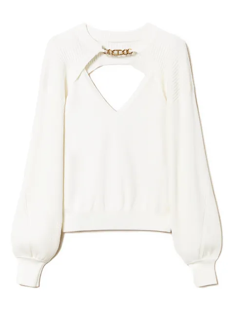 TWINSET chain-embellished ribbed blouse